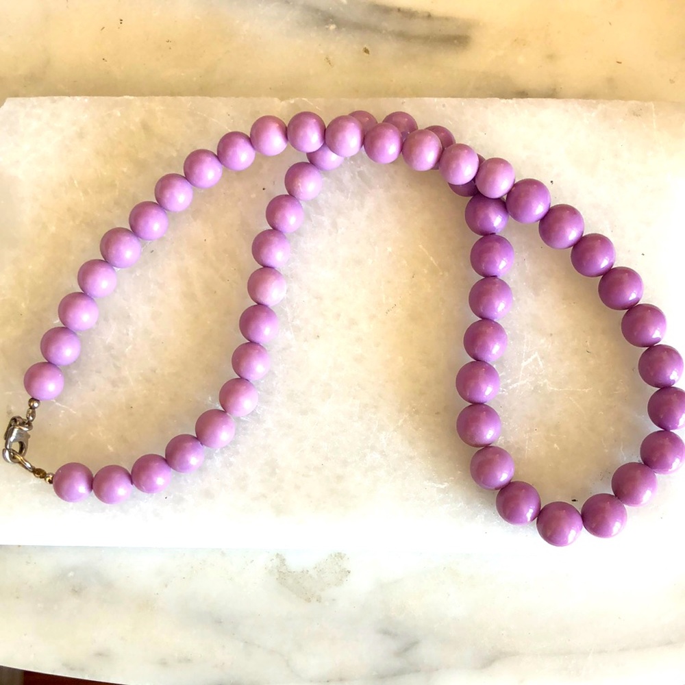 Phosphosiderite beaded necklace - prettiest pink with silver clasp. 18”